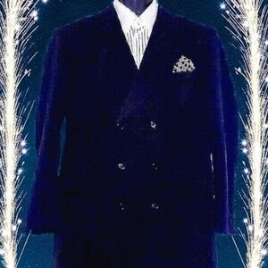 ADOLFO Black, Double-Breasted, Peak Lapel Blazer, 46L